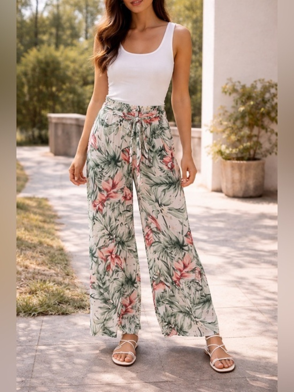 Ripcurl Women’s Hibiscus Gauze Crop Tie Accent Beach Tropical Pants